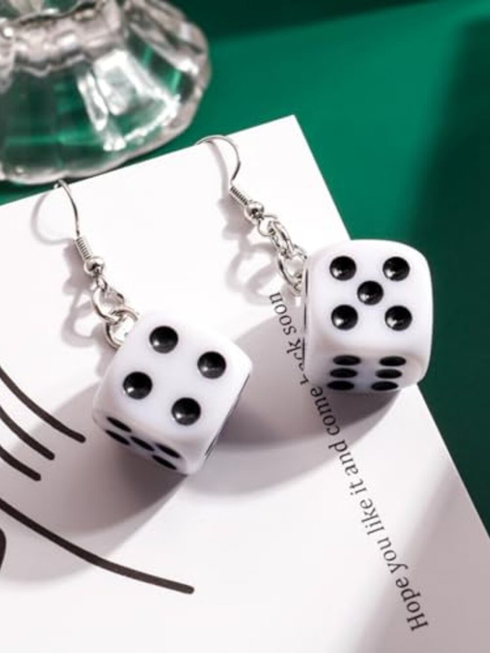Dice Earring Necklace Set for‎ Women Colorful Acrylic Lucky Dice Bracelet